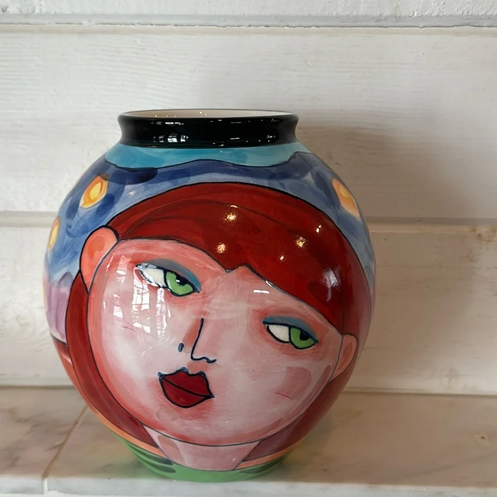 Denise Ford By Ganz Bella Casa Ladies Faces Ceramic Vase NWT